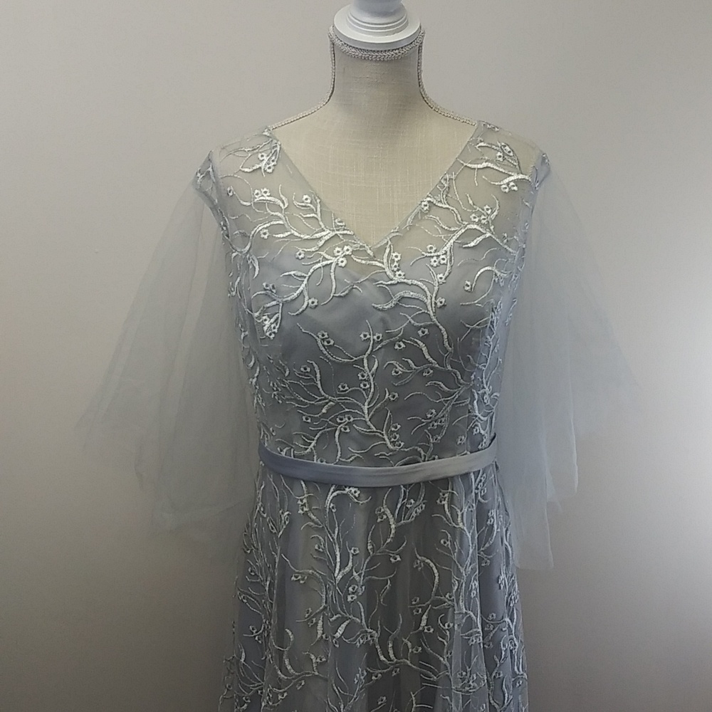 Shein Curve Silver Embroidered Gown
